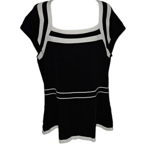 WHBM Peplum Square Neck Short Sleeve Top